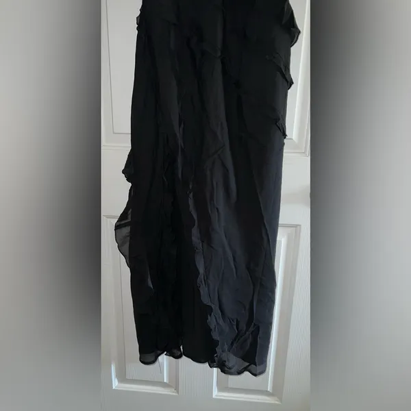 Abercrombie & Fitch Draped Ruffle Maxi Dress in Black Size Large New with tag - Image 9