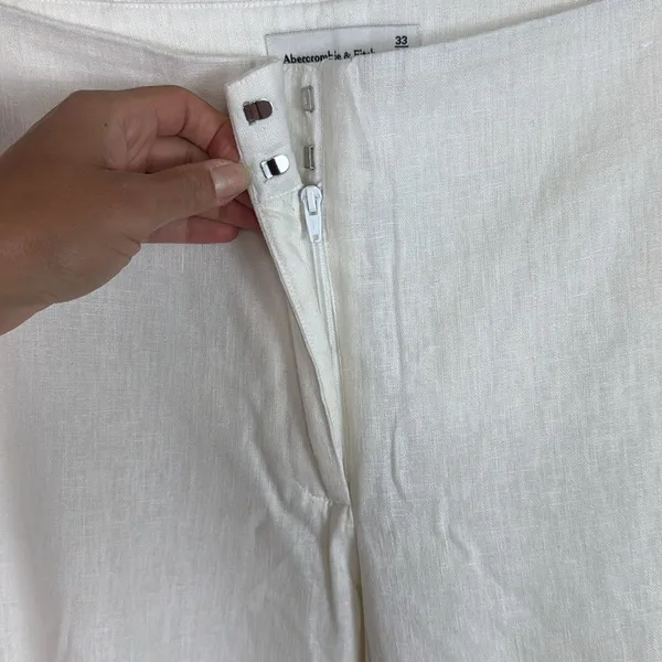 Abercrombie & Fitch Linen‎ Chinos Pants White Size 33 - Image 4