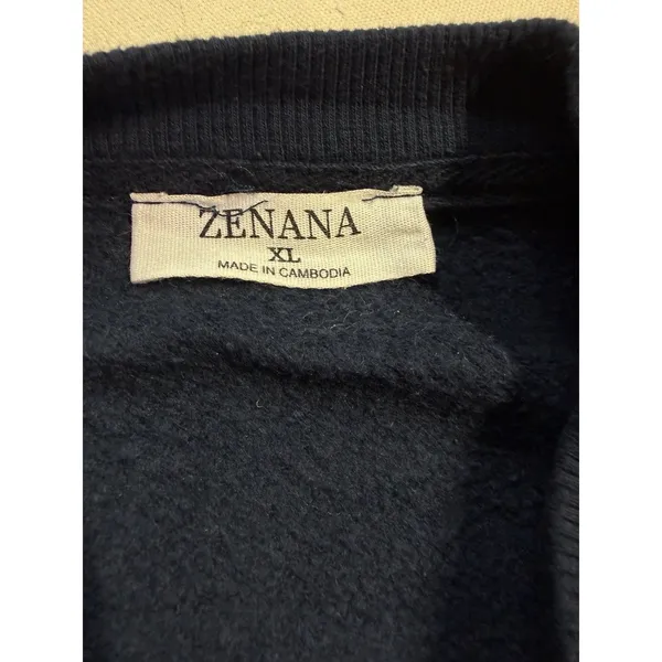 Zenana Navy Blue Oversized Crop Crewneck Sweater XL D46 - Image 7