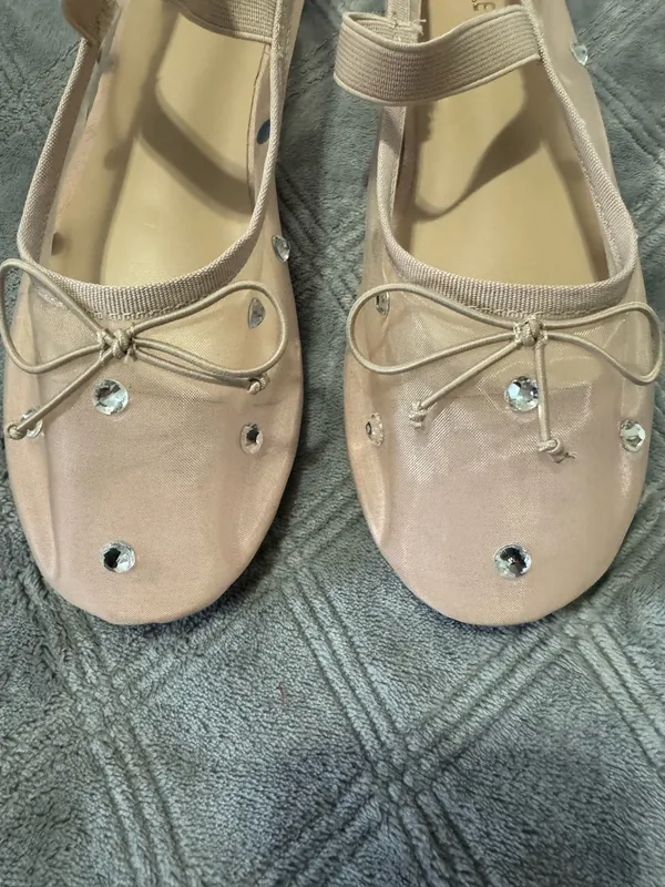 Cushionare Elegant Mary Jane Studded Mesh Ballet Nude size 8.5 - Image 5