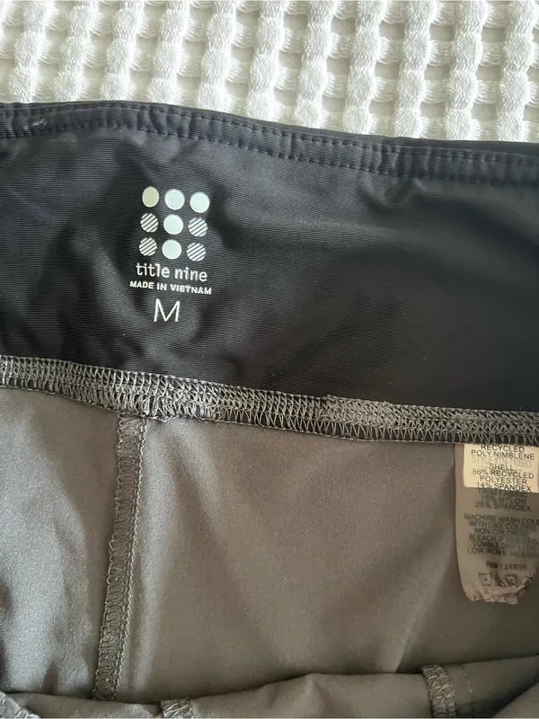 Title Nine Women’s Grey Athletic Shorts with Black Waistband - Image 2