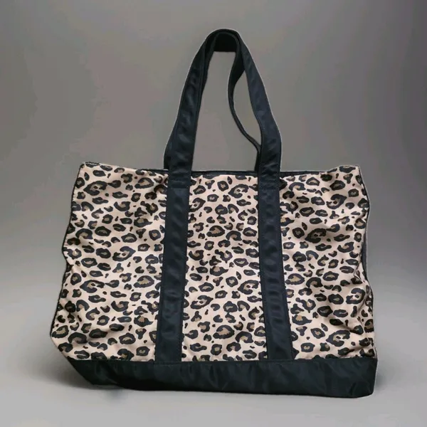 Lauren Ralph Lauren Leopard Print Tote Bag Black Trim & Handles Travel Resort - Image 7
