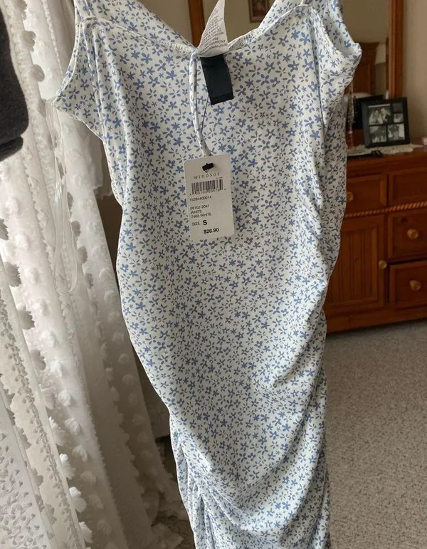 Windsor White and Blue Floral Dress - Size S - Image 3