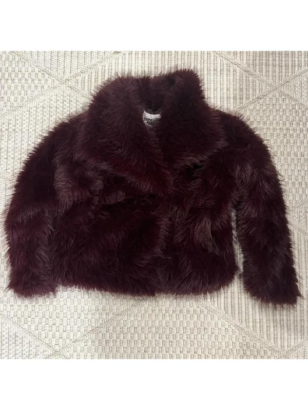 Princess Polly Liannah Faux Fur Jacket Red - Image 3