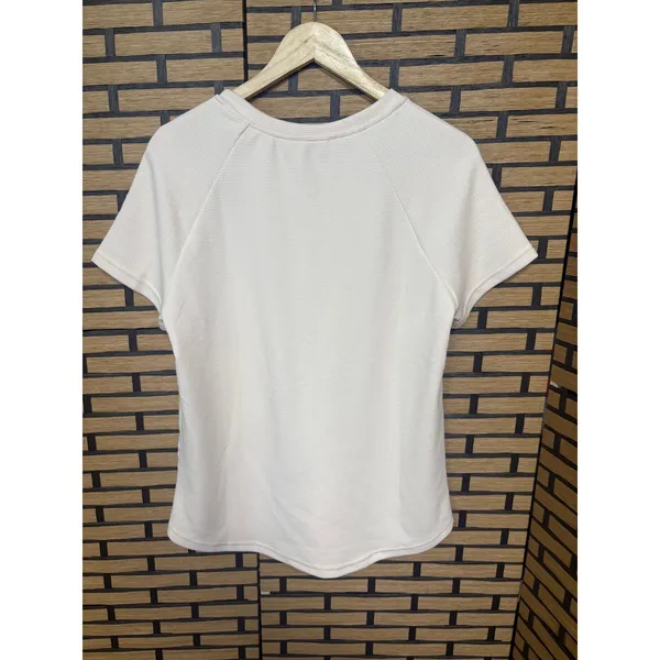 PrettyGarden‎ Cream Waffle Knit Button Front Top Size Medium - Image 2