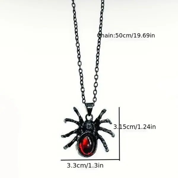 Gothic Black/Red Cute Spider‎ Pendant Necklace Punk Retro Style Fashion Jewelry - Image 10