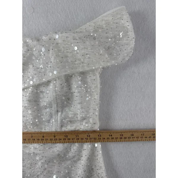 Lulus White‎ One Shoulder Sequin Pearl Embellished Mini Dress NWT Size S - Image 7