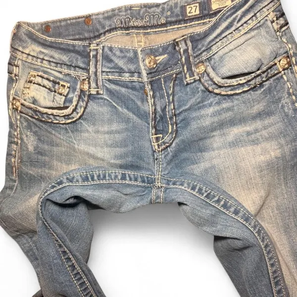Miss Me Jeans Size 27 Low Rise Bootcut J55014B32Y Y2K Western Flap Pocket - Image 3