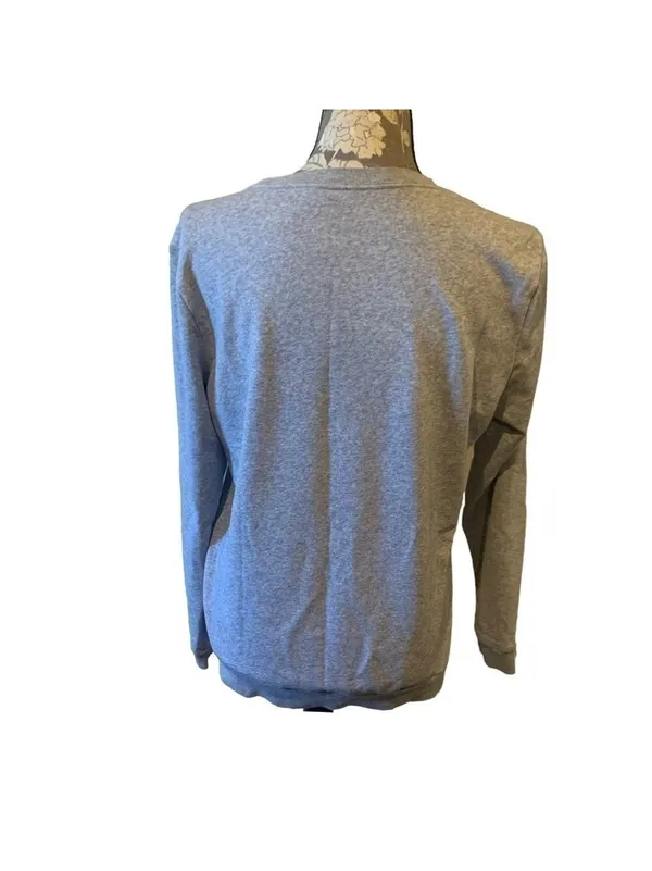 ADIDAS Gray Long Sleeve Logo T-shirt size medium - Image 4