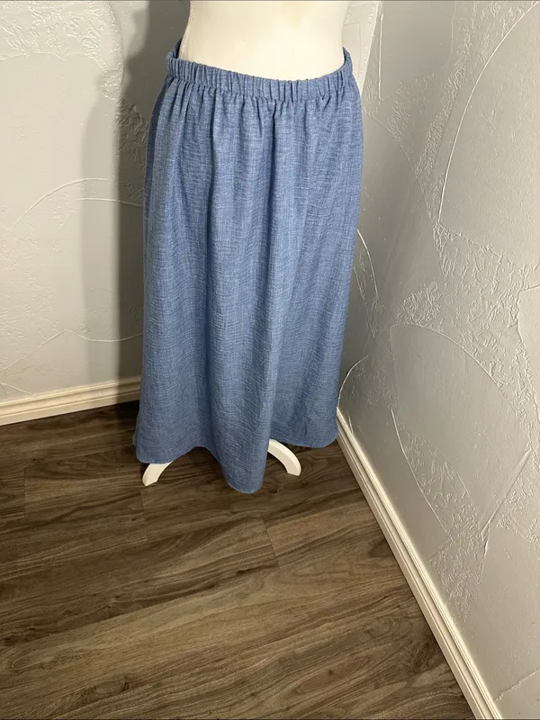 Blu Pepper Light Blue Maxi Skirt with Elastic Waist - Image 3