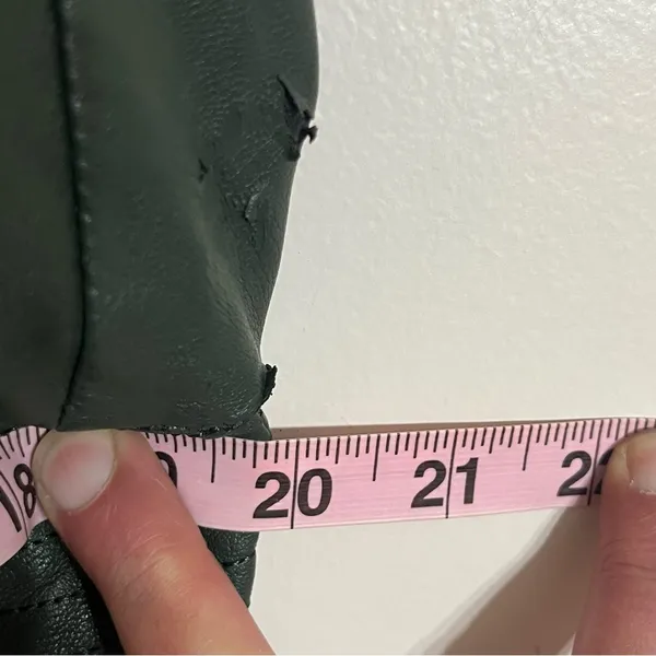 Women's Juniors Harmony & Havoc Faux Leather Jacket Hooded Zipper Size XL Green‎ - Image 8