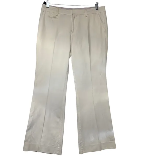 Gap Hip Slung Fit Trousers Off-white‎ Cotton Linen Wide Leg Pants 8 Regular - Image 2