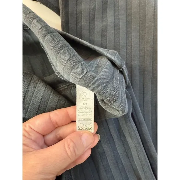 OFFLINE by‎ Aerie OG Original Flare Leggings Ribbed High Rise Black Grey Medium - Image 4
