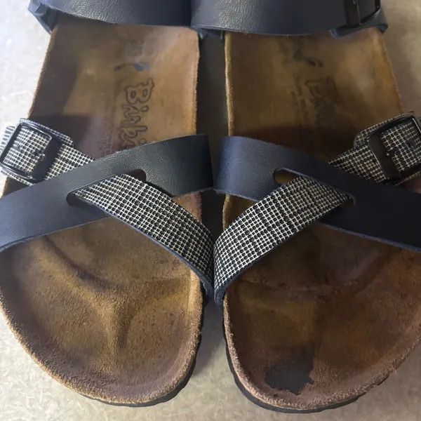 Birkenstock Birki’s Lillie Navy Plaid Preppy Coastal Boho Resortwear Sandals 7 - Image 2