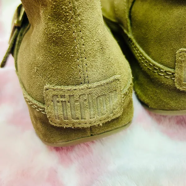 FitFlop‎ Dash Boot Size 7 Army Green Suede Ankle Buckle Microwobbleboard Women - Image 8