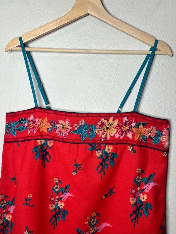NEW Free People Bali Take Me With You Embroidered Mini Shift Dress in Red - Image 6