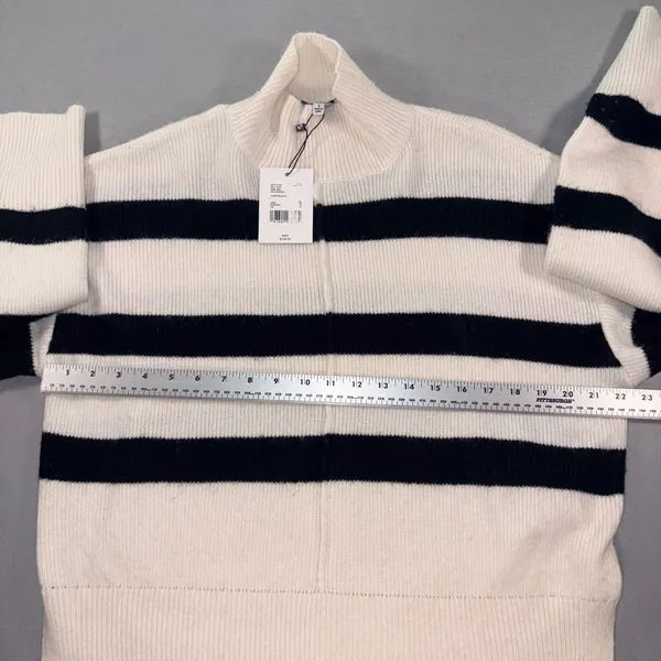 Gibson Latimer Womens Striped Mock Neck Sweater Ivory Black Size S NEW - Image 5