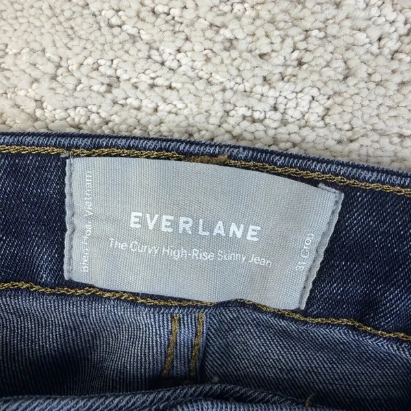 Women's‎ Everlane Size 31 Curvy High Rise Skinny Crop Jean Dark Wash - Image 5