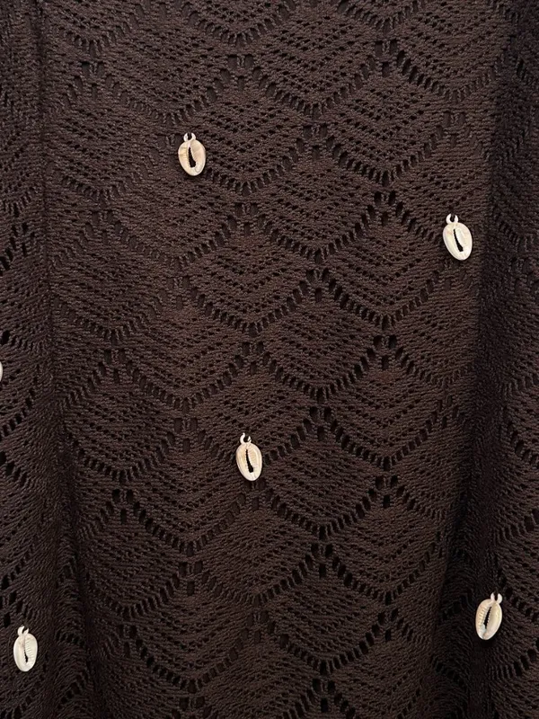 Wild Fable Crochet Mini Dress Brown Chocolate Shell Detail Small NWT - Image 9
