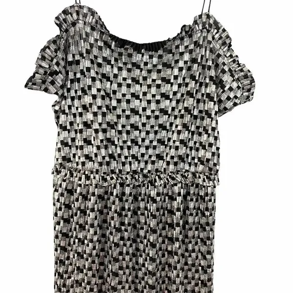 Zara Metallic silver black Cocktail mini Dress - Image 6