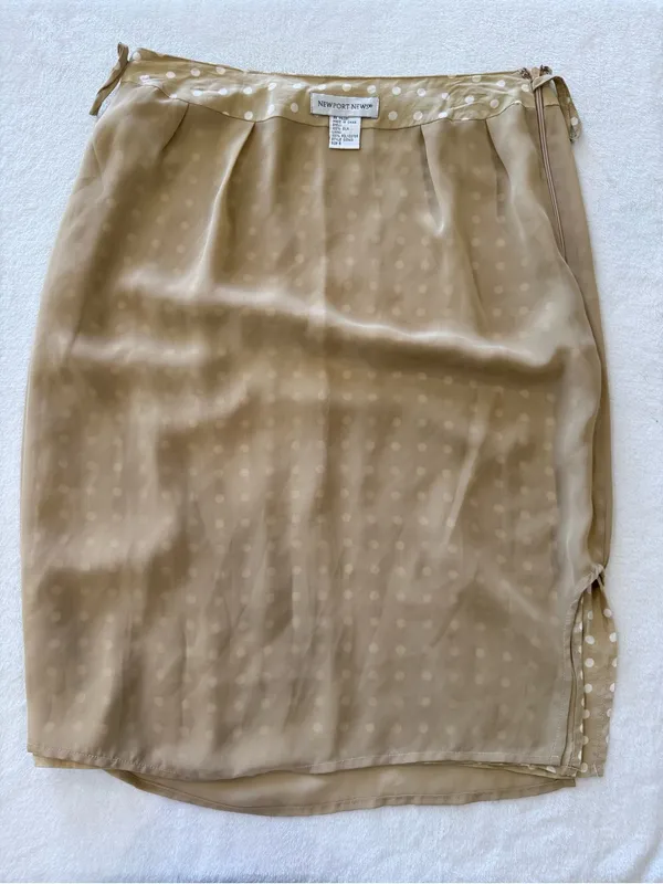 Vintage Newport News 100% Silk Polka Dot Midi Skirt Size 6 Quiet Luxury - Image 4