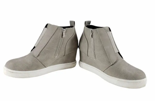 Bootie Sneakers Gray Suede Side Zipper. Size 9 - Image 2