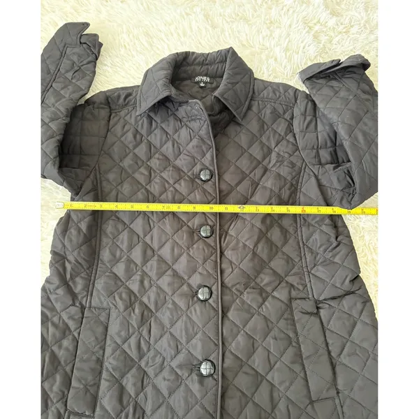 Jones New York Black Quilted Jacket Coat Collared Button Up‎ Padded Classic - Image 5