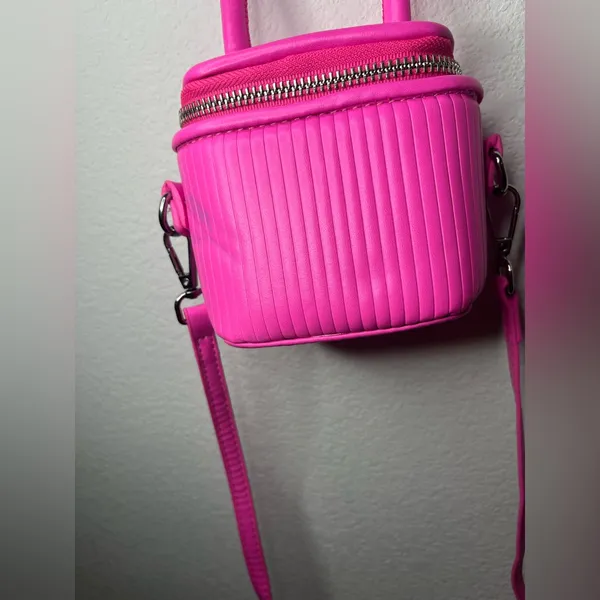 Miniature Micro Neon HotPink Adjustable Crossbody Zipper Whimsy Rave Vinyl Retro - Image 10