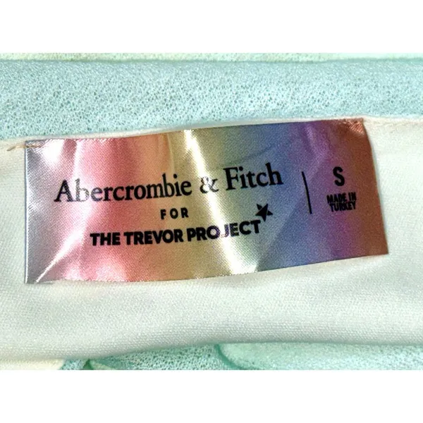 Abercrombie & Fitch Trevor Project Blue Ruched Mesh One Shoulder Crop Top Size S - Image 4