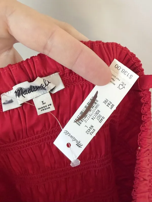 NWT Madewell Poplin Smocked Maxi Dress in Festival Red - Size: Large - Image 3