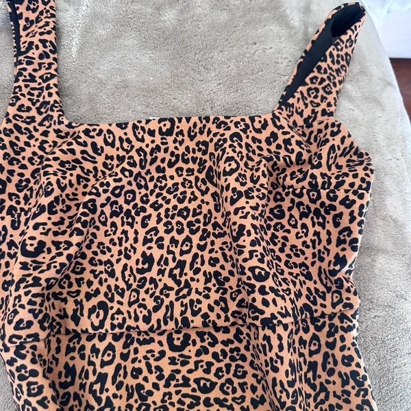 H&M Cheetah animal print square neck mini dress - Image 4
