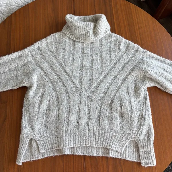 Moon River Chunky Knit Ribbed Turtleneck Sweater M Flecked Coastal Grandma Chic - Image 4