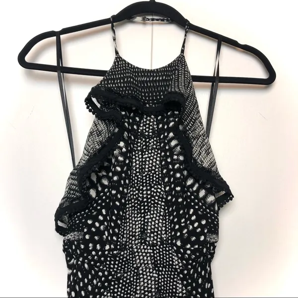 Roberto Cavalli Black & White Halter Maxi Dress with Slit - Image 3