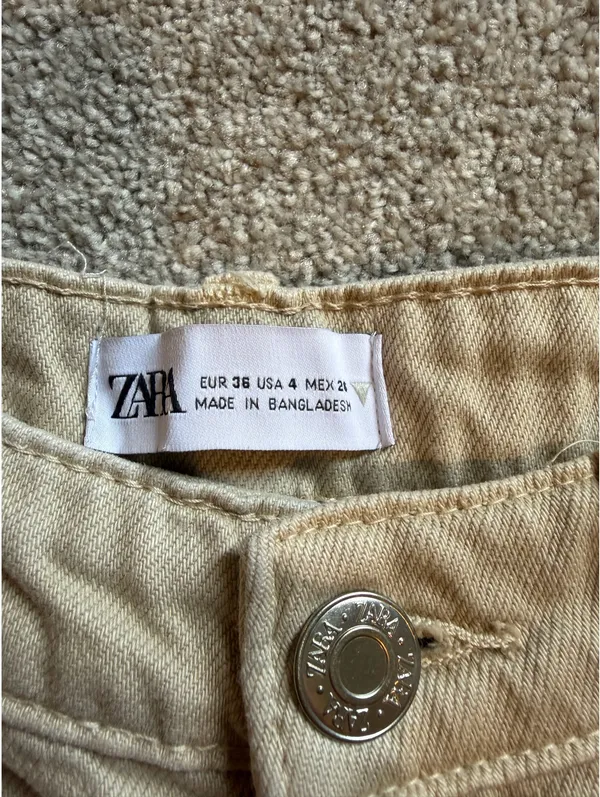 ZARA Cream Straight Leg Cargo Pants - Image 5
