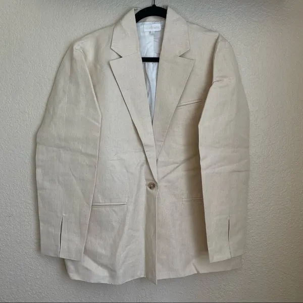 Anthropologie Rachael Wang Oversized oatmeal blazer neutral NWOT size Large‎ - Image 3