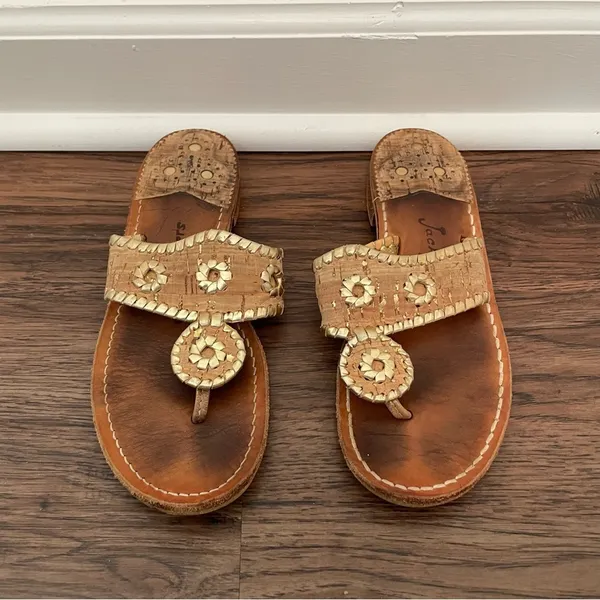 Jack Rogers Jacks ll Cork Gold Thong Sandal Sz 7 - Image 5