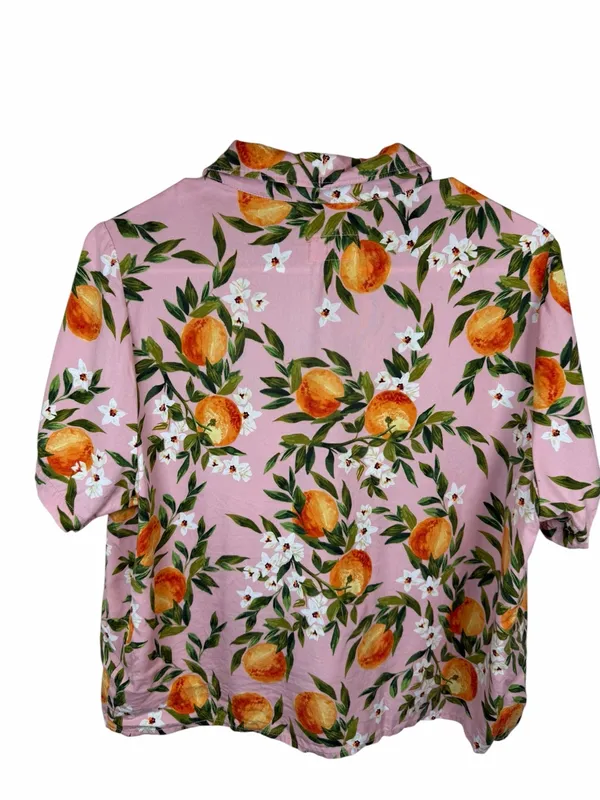 Marine Layer Pink Citrus Blossom Short Sleeve Button Down Top Resort Tropical M - Image 3