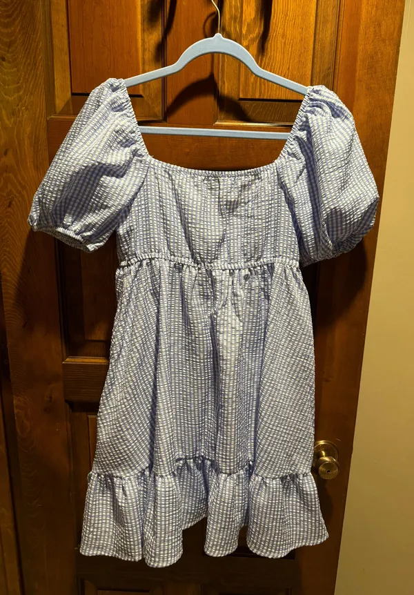 SheIn blue and white gingham dress - Image 4