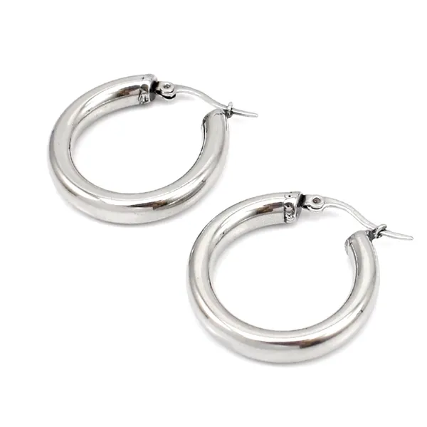 Large Tubular 18k White Gold Filled Hoop Earrings,‎ 30mm - Image 3
