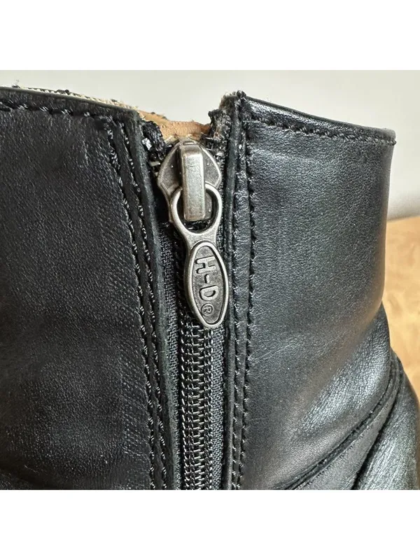 Harley-Davidson Women's Black Leather Moto Ankle Boots Side Zip Lace Detail 9.5 - Image 9