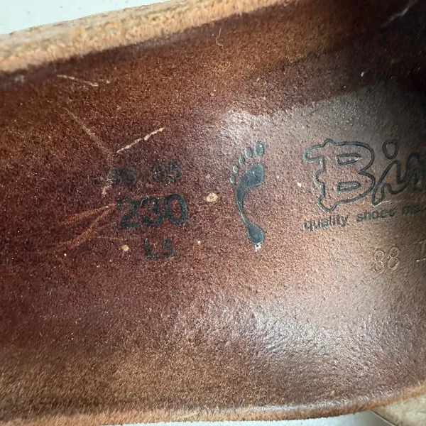 Birkenstock Birki's 36 US 5 Sandals Slide Peace Sign Print Criss Cross Straps - Image 9