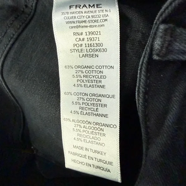 FRAME Le One Skinny Jeans High-Rise Denim Pants Black Size 1 - Image 5