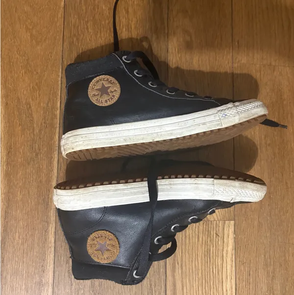 Black Leather Converse High-Top Sneakers All Star - Image 2