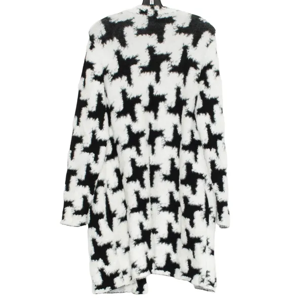 Chicos Cardigan Long Houndstooth Fuzzy Open Cottage Cozy Statement 1 Medium 8 - Image 2