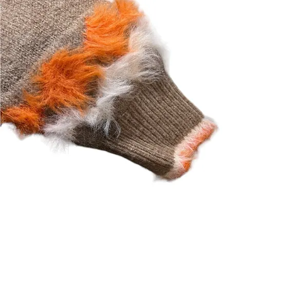 Marc New York Women’s Size Large Camel & Orange Faux Fur‎ Sweater - Image 3