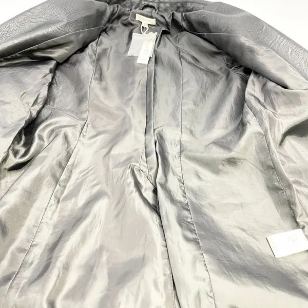 Max Studio Women Faux Leather Blazer Jacket Size M Black Sleek Indie Edgy Chic - Image 11