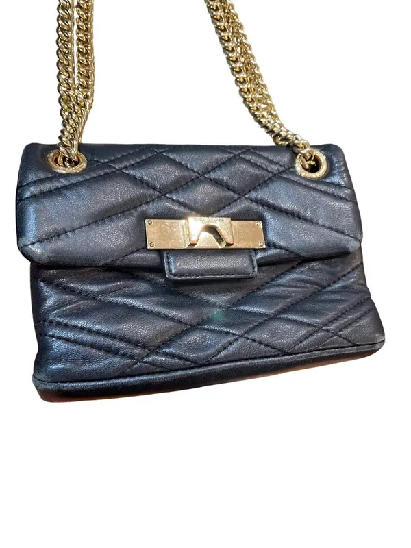 Kurt Geiger London I Am Leather quilted wms black leather crossbody SKU 10-527 - Image 3