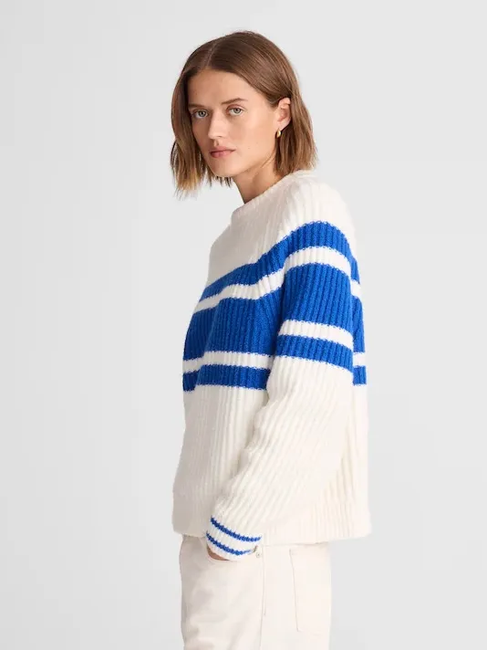 Madewell Cream White & Blue Striped Sweater Size XS - Image 7