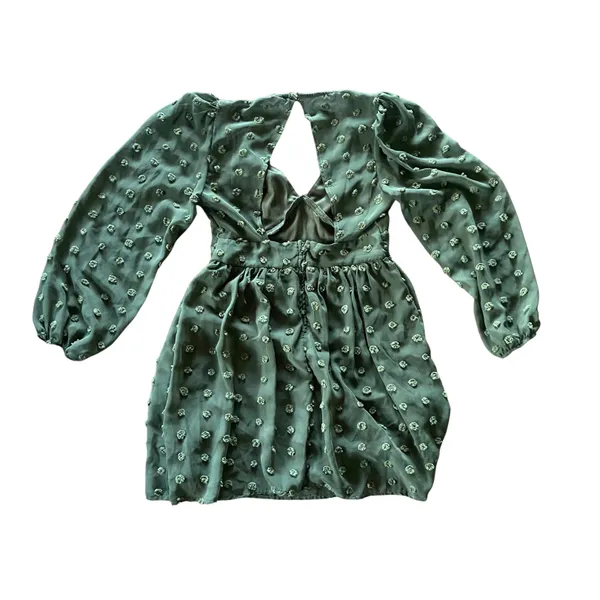 Stunning Swiss Dot Olive Green Long Sleeve Mini Dress 🔥 - Image 3