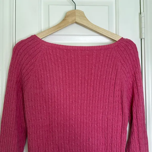 Aeropostale y2k label cableknit cropped half button sweater butterfly logo - Image 6